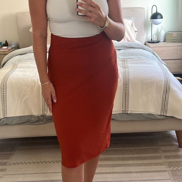 Rust colored midi skirt - Picture 3 of 5